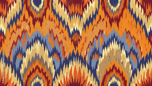 Colorful handmade seamless abstract mosaic pattern with geometric shapes