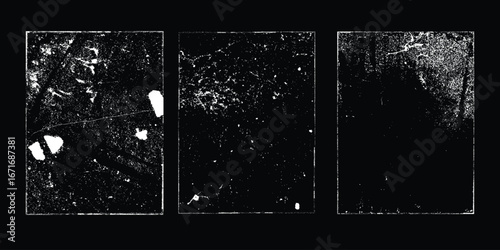 Grunge textures set. Collection of vector overlay, distress, textures .Simply Place texture over any Object to Create grunge,splattered ,dirty effect .
