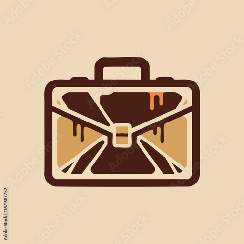Abstract illustration of a broken briefcase symbolizing business challenges and stress.