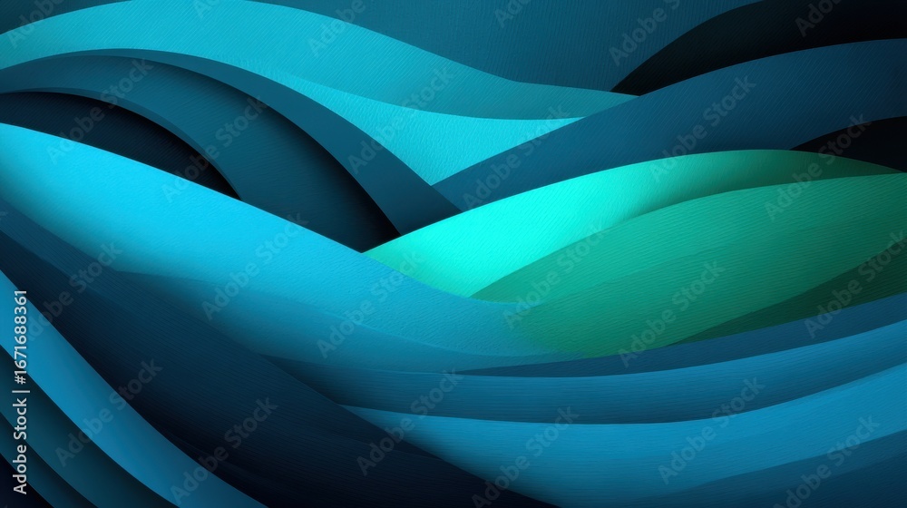 Obraz premium Abstract waves in shades of blue and green creating a serene atmosphere for backgrounds