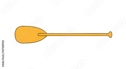 Minimalist vector graphic of a yellow boat paddle. Essential sporting equipment for water activities like canoeing, kayaking, and competitive racing