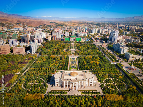 Palace of the Nation aerial panoramic view, Dushanbe