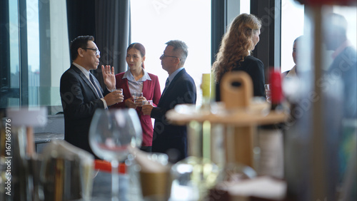 Wallpaper Mural Business professionals networking and enjoying drinks at a corporate event Torontodigital.ca