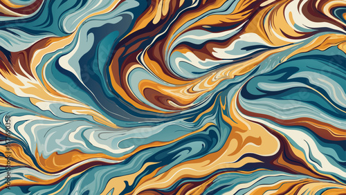 Abstract seamless pattern of colorful waves and swirls in a liquid, flowing design for a vibrant background or wallpaper