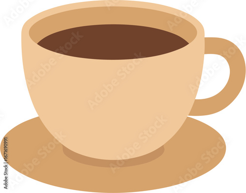 Simple Flat Design Coffee Cup and Saucer Beverage Illustration