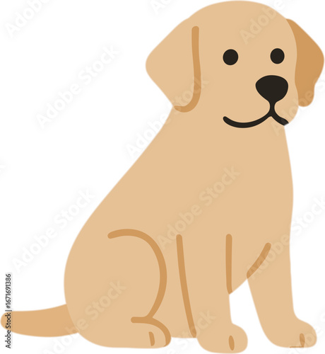 Simple Flat Style Illustration of a Golden Retriever Dog Breed Icon