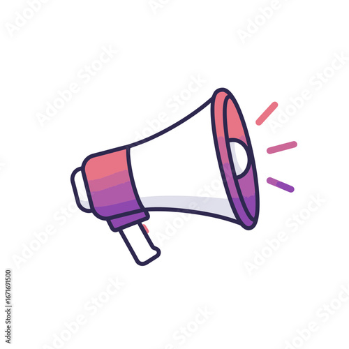 Stylized illustration of a megaphone emitting sound waves with a vibrant gradient design, concept for announcements, promotions and marketing campaigns