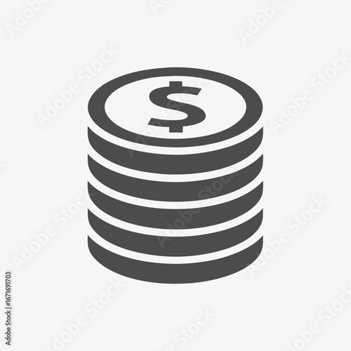 Three stacks of black dollar coins suggest financial growth and monetary success