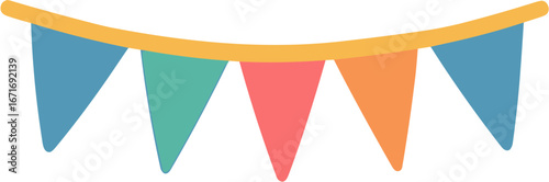 Flat Simple Garland Bunting with Triangle Flag Decoration Icon Illustration