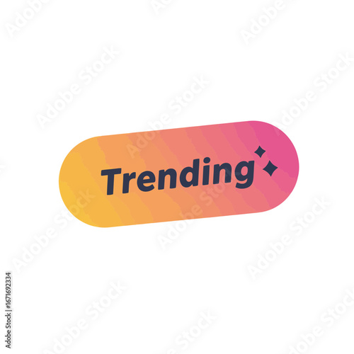 Trending wordmark on a rounded shape with gradient blend and twinkle accents, concept for social media promotion, advertisement design and brand announcements