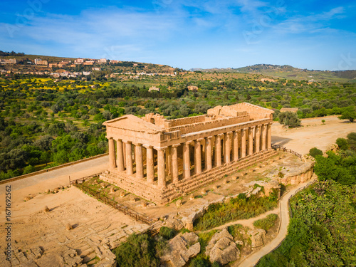 Temple of Concordia aerial panoramic view, Agrigento
