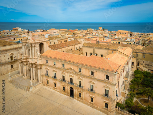 Cathedral of Syracuse or Duomo di Siracusa aerial view