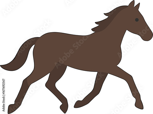 Simple Cartoon Style Brown Horse Running Animal Illustration Graphic