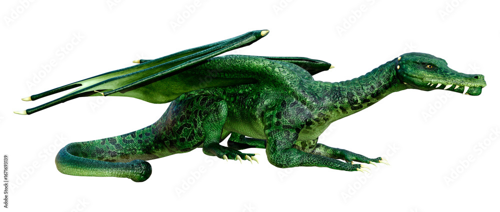 Naklejka premium 3D Rendering Fairy Tale Dragon on White