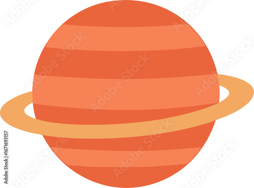 Simple Flat Style Planet with Ring Astronomy Science Design Element