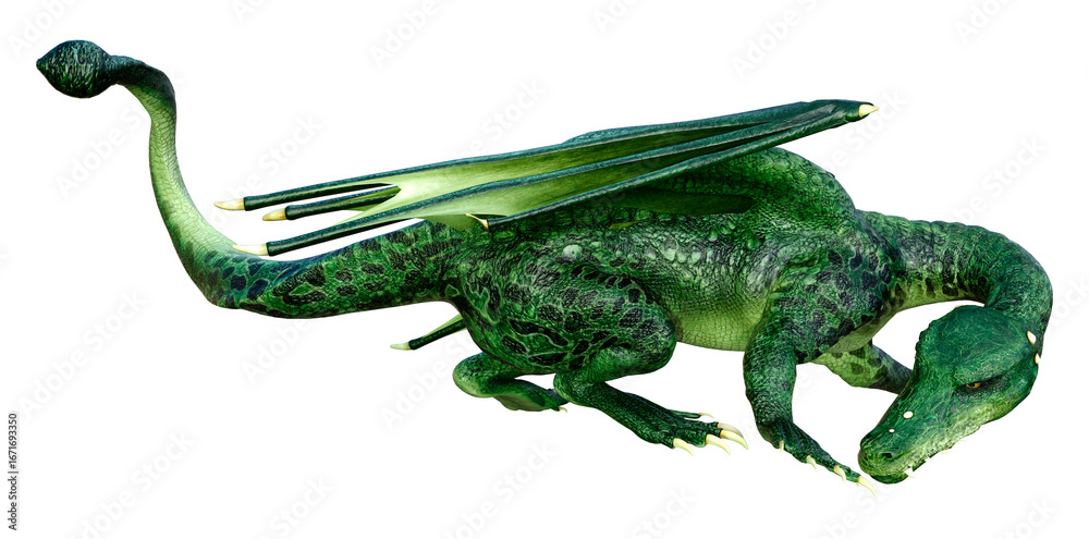 Fototapeta premium 3D Rendering Fairy Tale Dragon on White
