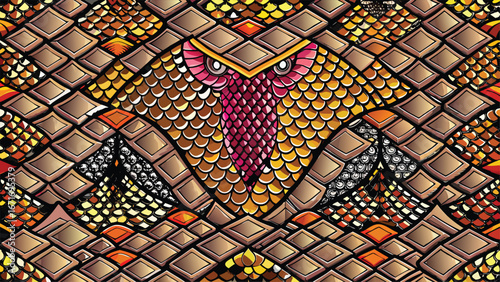 Vibrant and intricate mosaic glass tiles form a seamless, traditional floral pattern for a colorful wall decoration