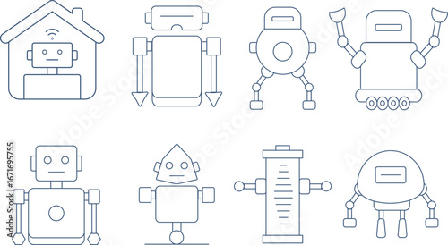 Robotics Icon Pack | 8 Flat Vector Icons of AI & Automation