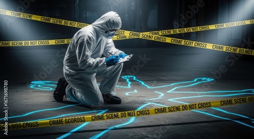 Investigation scene meticulous forensic expert documents evidence at crime scene