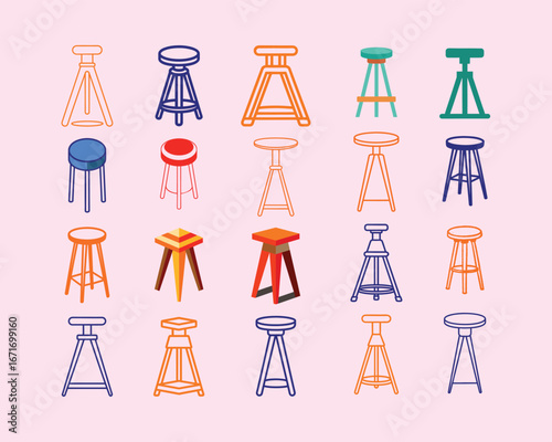 Collection of Lab Stool Design Illustrations for Professional Use