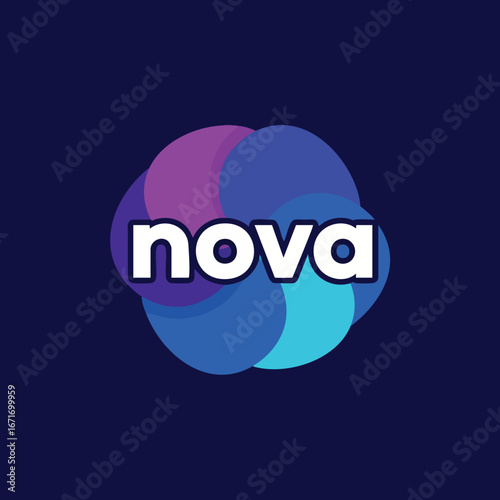 Nova Abstract Logo Design with Overlapping Shapes.
