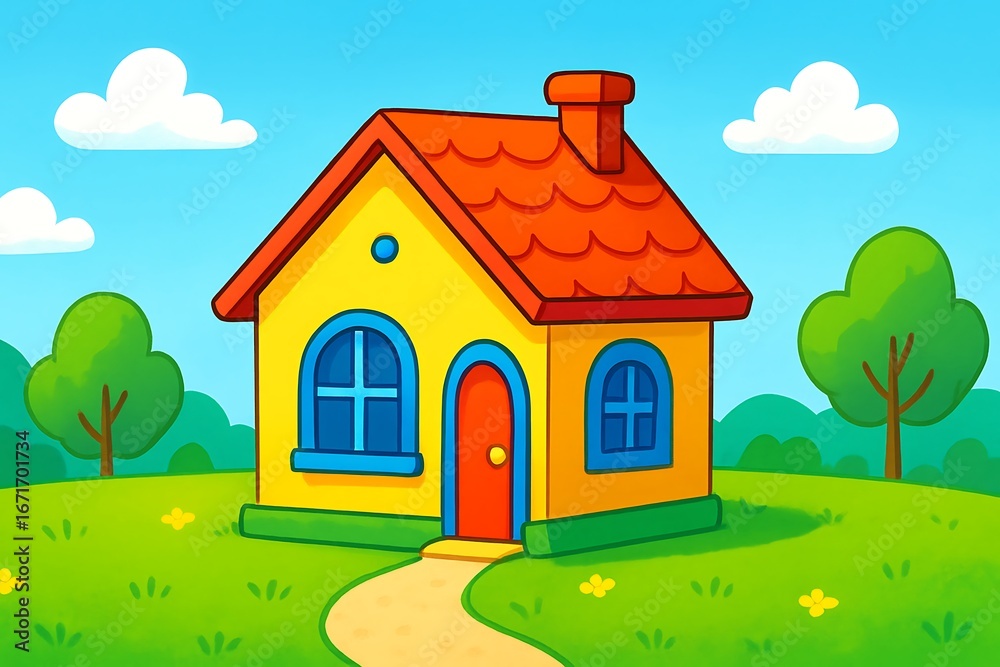 Naklejka premium Uchu Deep has a small colorful house