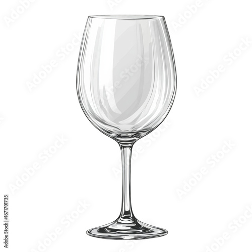 Elegant empty wine glass showcasing its refined shape and crystal clear design, perfect for highlighting your favorite beverages on transparent background