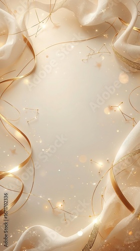 Elegant Golden Ribbon and Sparkle Background for Luxury Design