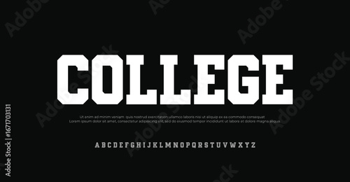 Classic college font. Vintage sport font in american style for football, baseball or basketball logos and t-shirt. Athletic department typeface, varsity style font. Vector
