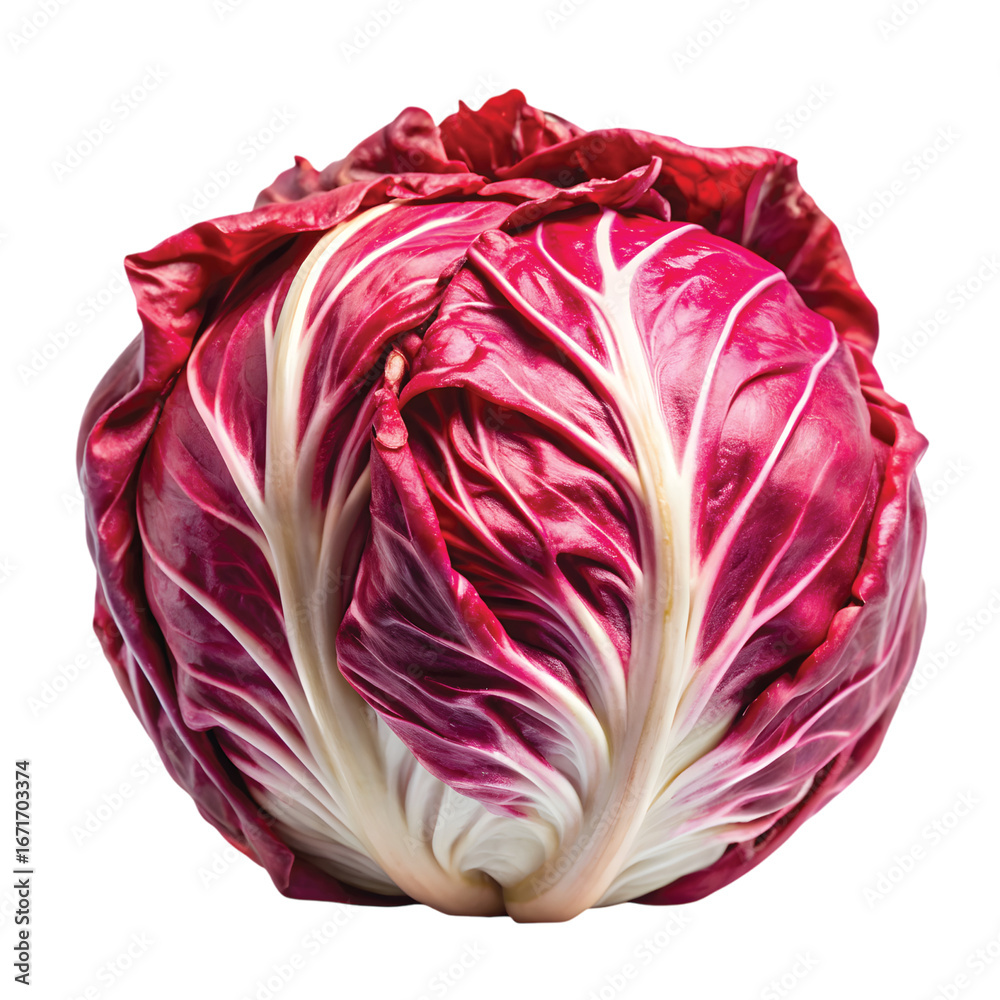Obraz premium Taro Root: PNG cutout of red radicchio root, with sharp, realistic details.