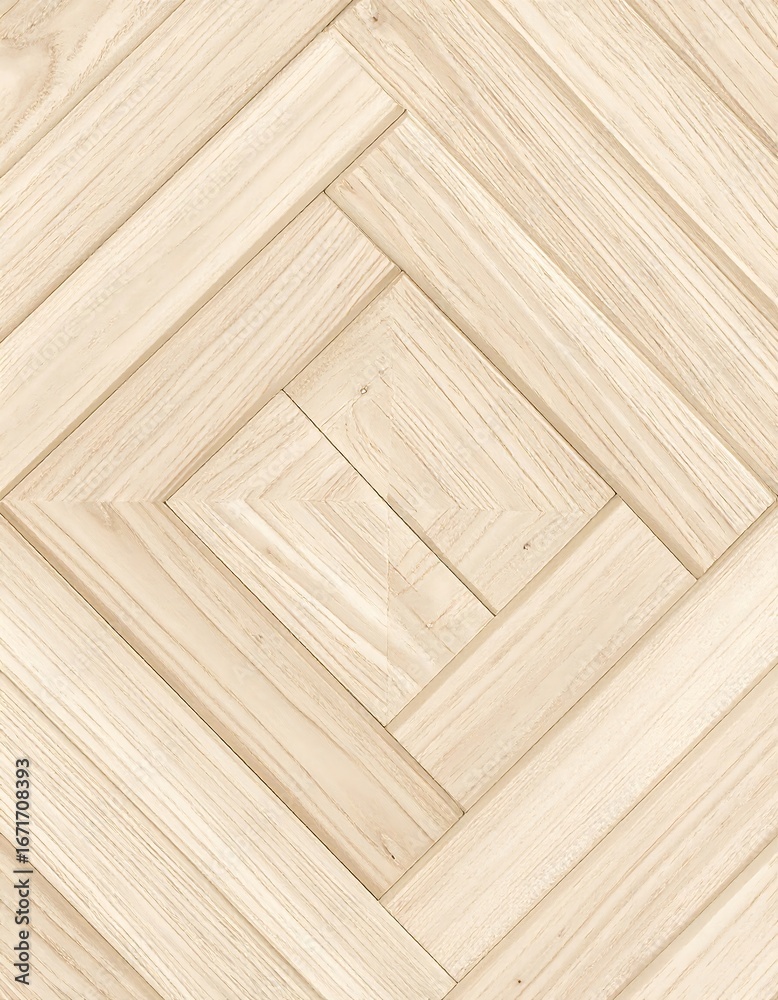 Fototapeta premium A light beige hardwood floor displays a classic herringbone pattern.