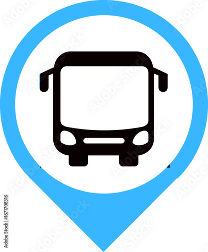 Bus stop sign. Bus stop location icon. Bus stoppage location pin. Bus stand Map pointer icon . bus station and location pin