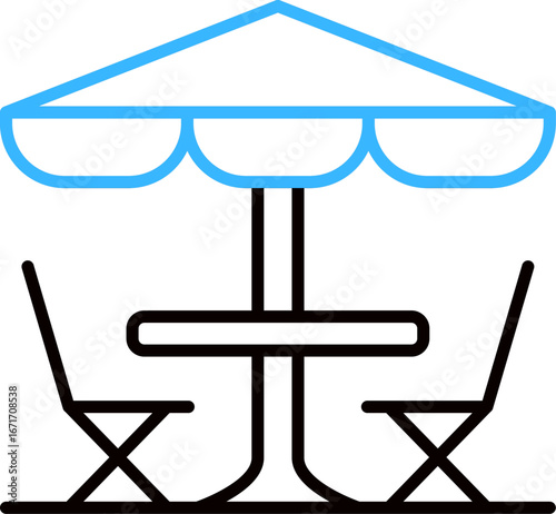 Outdoor table and chairs under umbrella. restaurant tables and chairs. Restaurant table with umbrella, Outdoor dining scene, Patio restaurant setup, Café table and chairs, outdoor furniture
