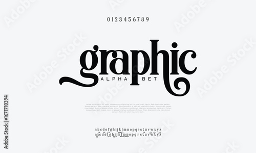 Graphic logo elegant luxury font alphabet . Typography Beauty minimal modern fashion classic letter serif fonts decorative wedding vintage retro logos. vector illustration
