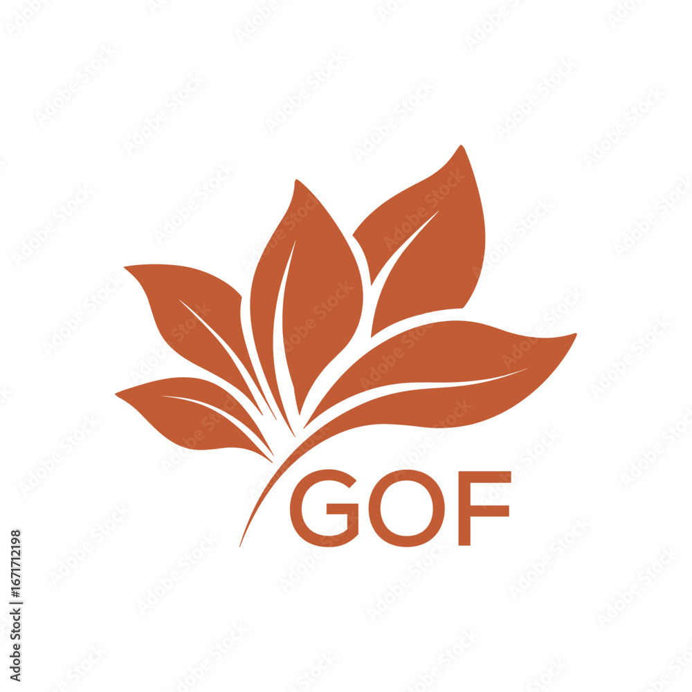 Ταπετσαρία GOF Elegant Minimal Leaf Logo Design, GOF Later Logo, Abstract Nature Brand Icon, Natural Organic Leaf Badge