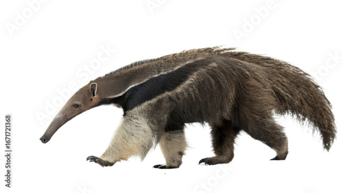 Majestic Giant Anteater Walking Isolated on Black Background a Unique Wildlife Image Showcasing Its Distinctive Features and Strong Legs in Natural Habitat Illustration