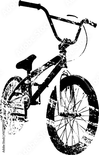 Grunge black and white bmx bike art for urban design and decoration