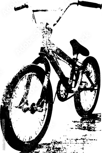 Grunge black and white bmx bike design for urban art projects