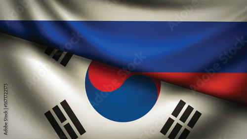 south korea and russia flag fusion design