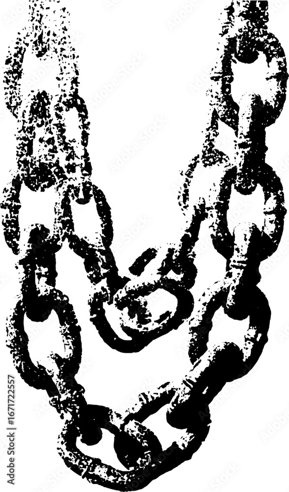 Fototapeta premium Grunge black and white chain illustration for dungeon and urban art design
