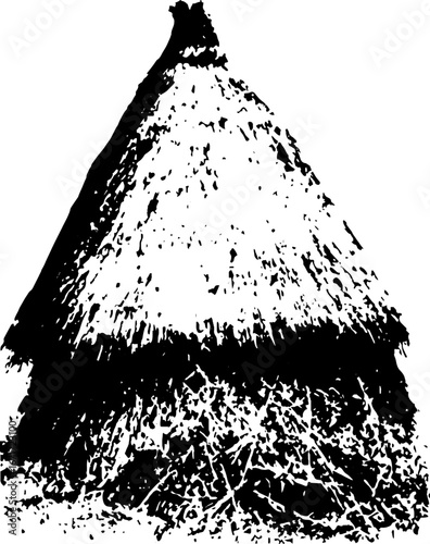 Black and white grunge illustration of a torn haystack for rustic design