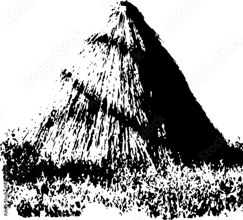 Grunge black and white illustration of a torn haystack for rustic designs