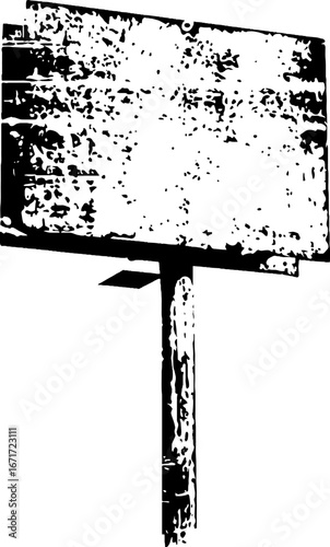 Urban grunge black and white traffic sign silhouette for vintage design and decor