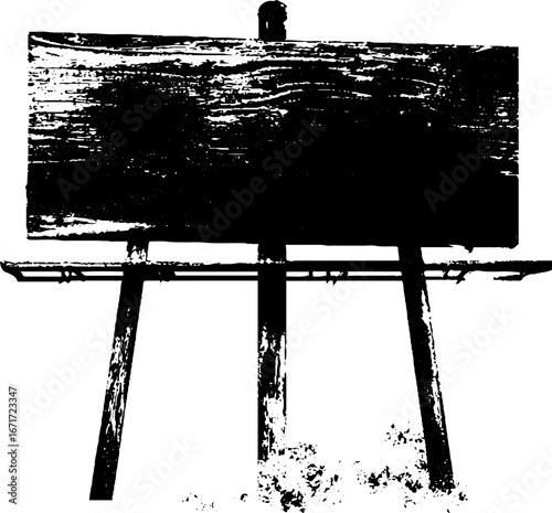 Grunge black and white silhouette of abandoned billboard for urban design