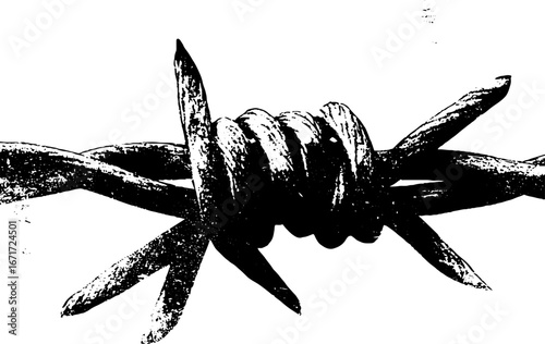 Grunge black and white barbed wire illustration for urban design projects