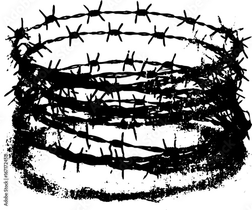 Grunge black and white barbed wire illustration for urban designs