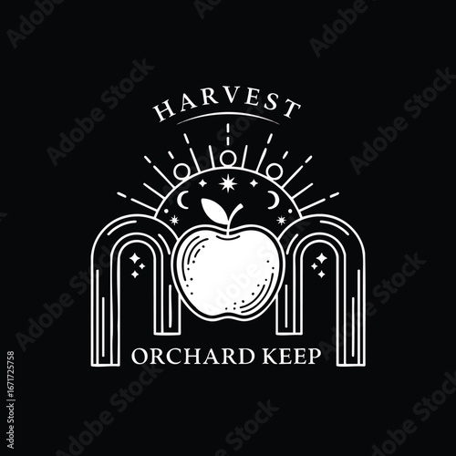 Vintage Apple Orchard Logo Design.