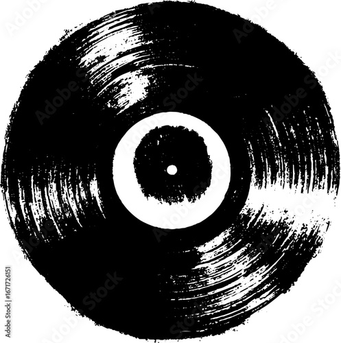 Vintage grunge black and white broken record design for music posters
