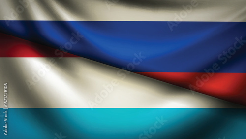 luxombourg and russia flag fusion design
