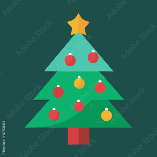 Festival Icon of Christmas Tree with Lights